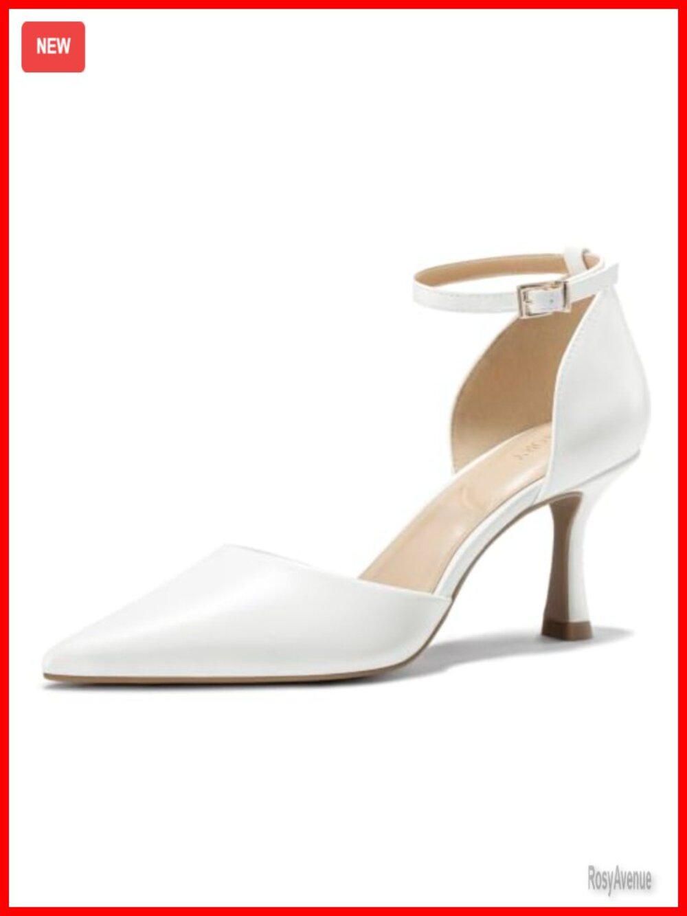 FITORY Pointed Toe Stiletto Heels with Ankle Strap - 3 Inch Dress Pumps